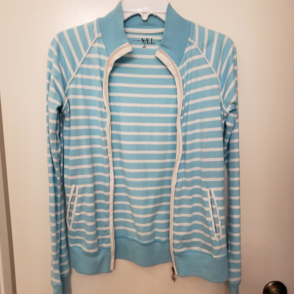 Athletic casual knit striped full zip